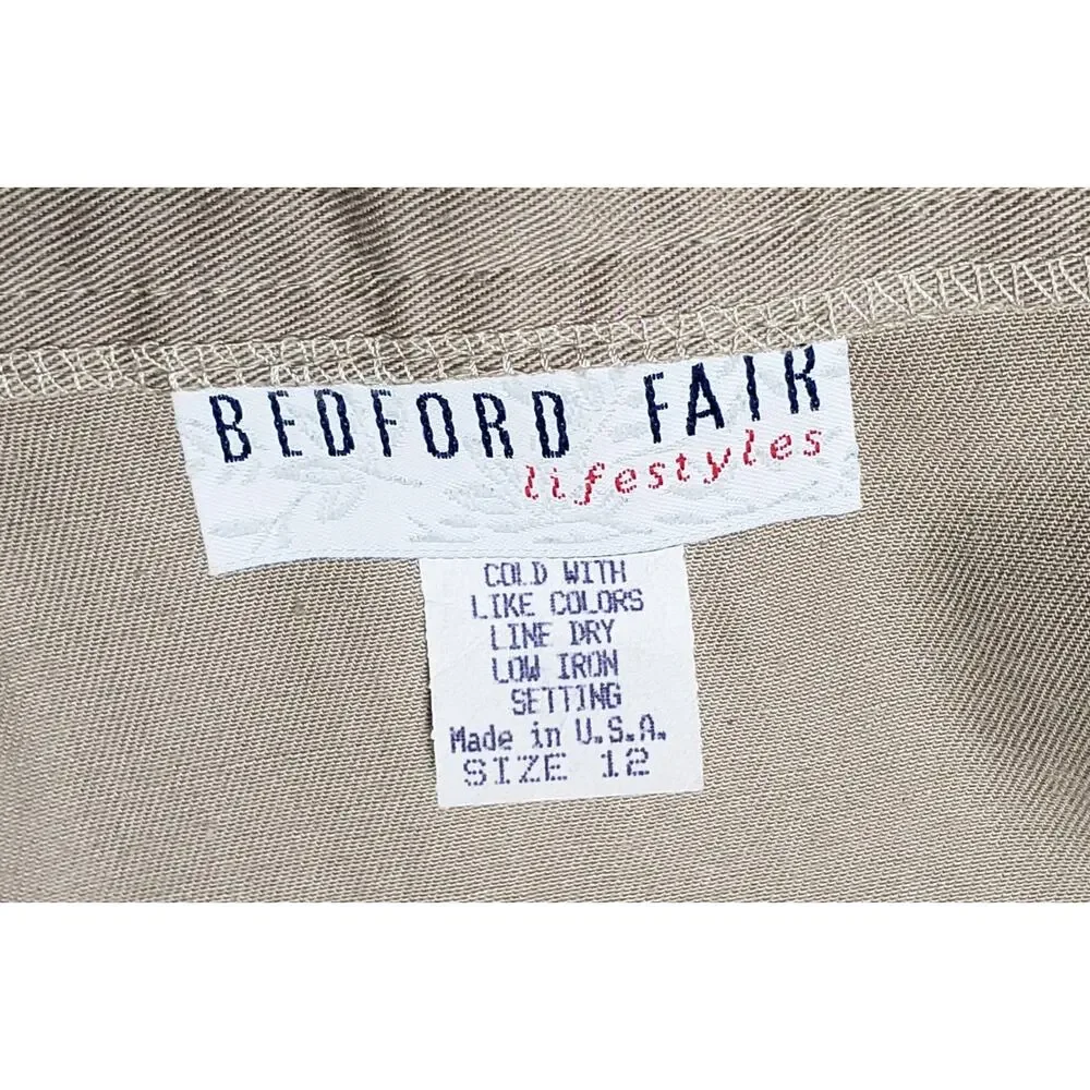 Vintage 90s Bedford Fair Maxi Skirt NWT 12 Khaki Cotton Utility Cottagecore